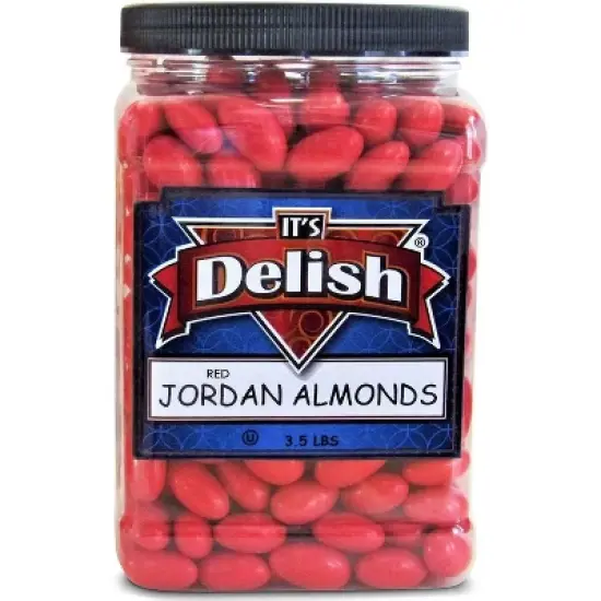 Red Jordan Almonds by It's Delish, 3.5 lbs Jumbo Container image {1}
