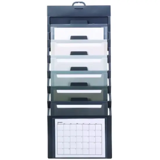 Smead Cascading Wall Organizer, 6 Pockets, Letter Size, Gray/Neutral (92061) image {3}