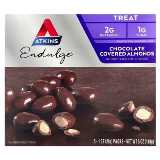 Atkins, Endulge, Chocolate Covered Almonds, 5 Packs, 1 oz image {3}