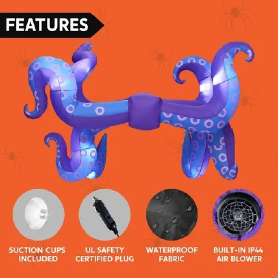 Joyfy 8.3 FT Halloween Inflatable Outdoor Decorations, 8 Octopus Tentacles Trunk Or Treat Inflatable for Halloween Outdoor Car Yard Garden Decoration image {5}