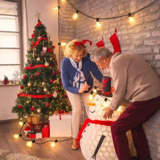 Itopfox 96FT LED Outdoor String Lights, Waterproof Patio Lights with 30+2 Dimmable Shatterproof Edison Hanging Bulbs for Backyard Party-Black image {7}