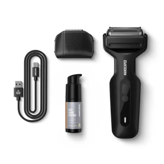 Manscaped The Chairman Plus Essentials Kit, Electric Foil Face Shaver and SkinSafe Precision Trimmer with Soothing Aftershave Serum image {1}