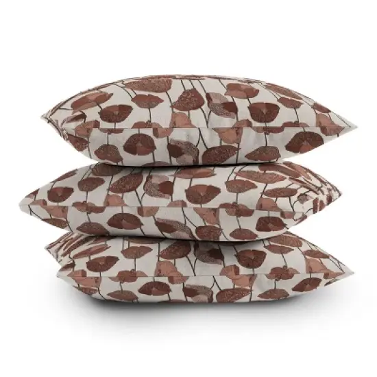 16"x16" Deny Designs Valentina Ramos Poppies Mocha Mousse Square Outdoor Throw Pillow Brown image {3}