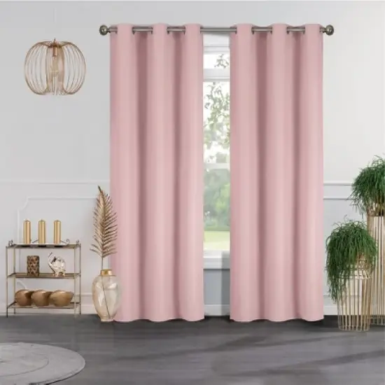38" x 84" Solid Blackout Thermal Grommet Curtain Panels (Set of 2 Black) image {14}