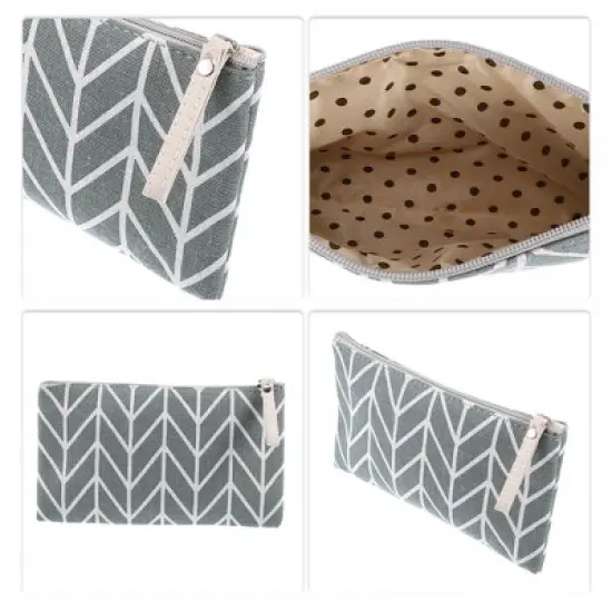 Unique Bargains Women's Durable Large Cosmetic Bag Gray 1 Pc image {2}