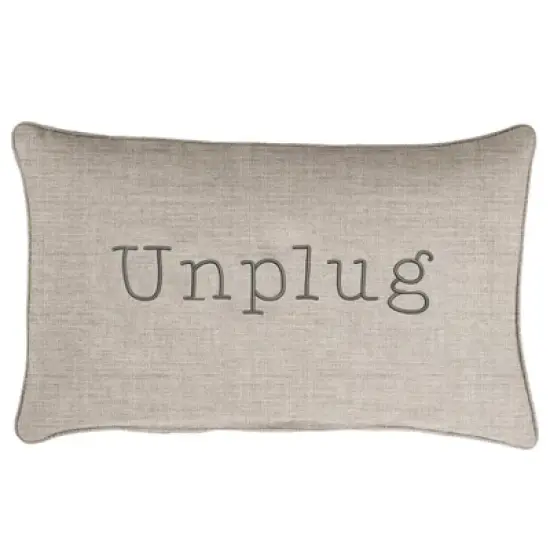 Indoor/Outdoor Unplug Embroidered Lumbar Throw Pillow - Sorra Home image {7}