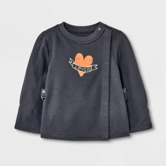 Baby Adaptive Side Snap Long Sleeve T-Shirt - Cat & Jack&trade; Black image {4}