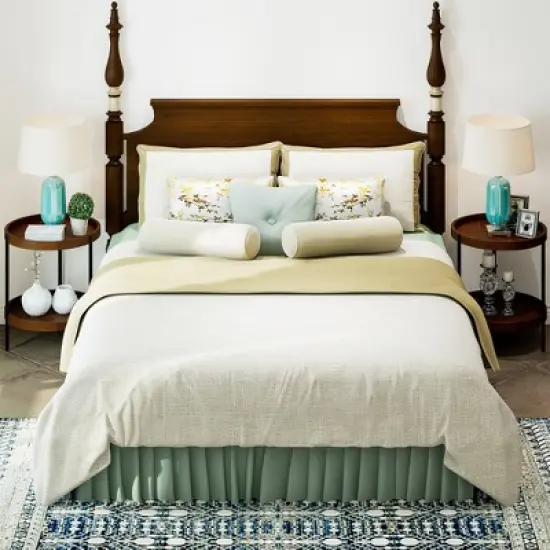 Costway 2-tier Round Side End Table Storage Shelf Rubber Wood Accent Nightstand image {4}