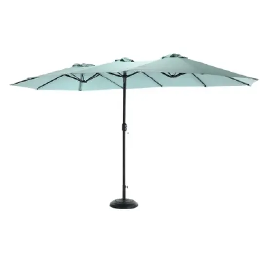 COWLOWN khaki 14.8ft Double-Sided Rectangular Patio Umbrella with Crank, Extra-Large Outdoor Sun Shade for Pool, Deck & Garden image {9}