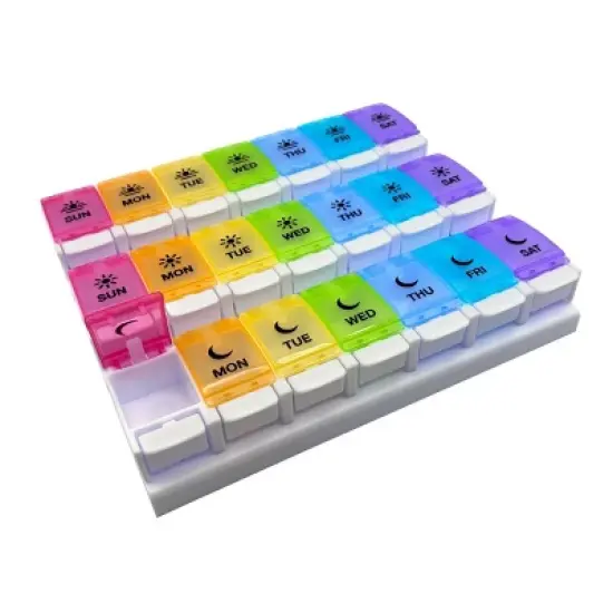 Ezy Dose Push Button Weekly 3x/Day Pill Organizer, Rainbow image {2}