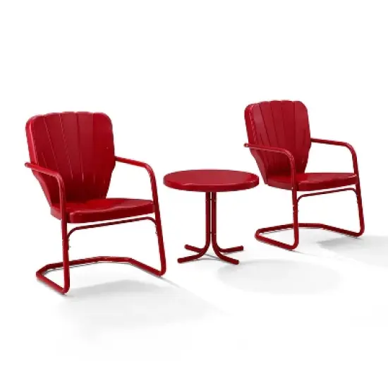 Ridgeland 3pc Outdoor Seating Set - Red - Crosley image {5}