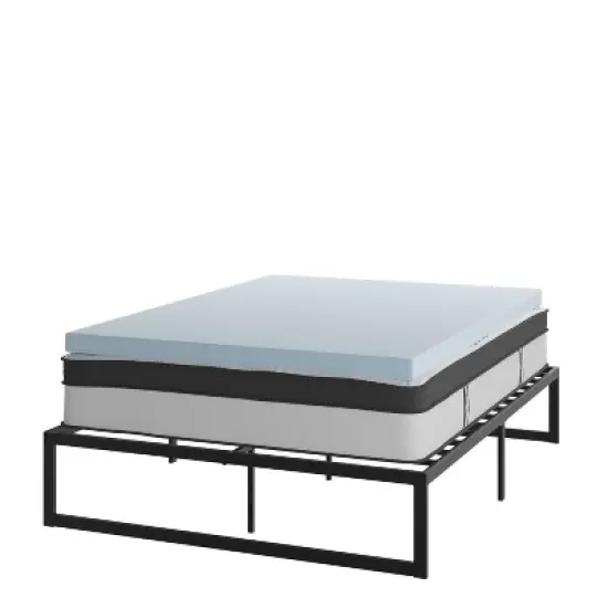 Flash Furniture 14 Inch Metal Platform Bed Frame with 12 Inch Pocket Spring Mattress in a Box and 3 inch Cool Gel Memory Foam Topper image {14}