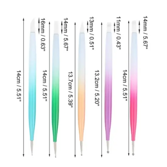 Unique Bargains Silicone Double-Ended Nail Art Pens Multicolored 5 Pcs image {3}