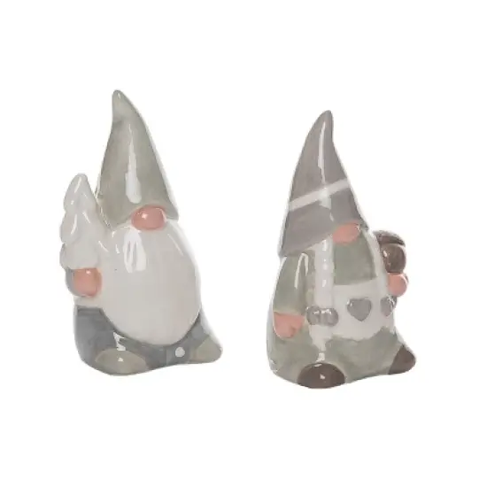 Transpac Dolomite Gray Christmas Birch Gnome Salt and Pepper Shakers Set of 2 Perfect for Holiday Decor image {1}