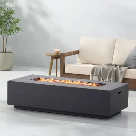 Aidan Outdoor 50000 BTU Light Weight Concrete Rectangular Fire Pit - Christopher Knight image {2}