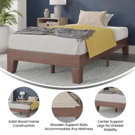 Merrick Lane Eduardo Platform Bed Frame, Solid Wood Platform Bed Frame With Slatted Support, No Box Spring Needed image {4}
