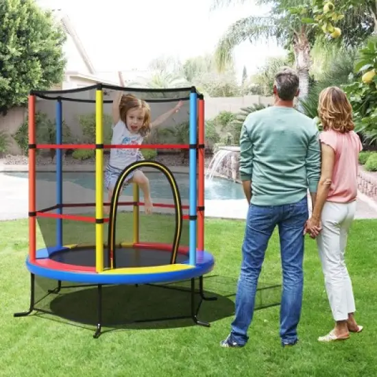 Costway 55'' Kids Trampoline Bouncing Jumping Mat Recreational Trampoline W/Enclosure Net image {7}