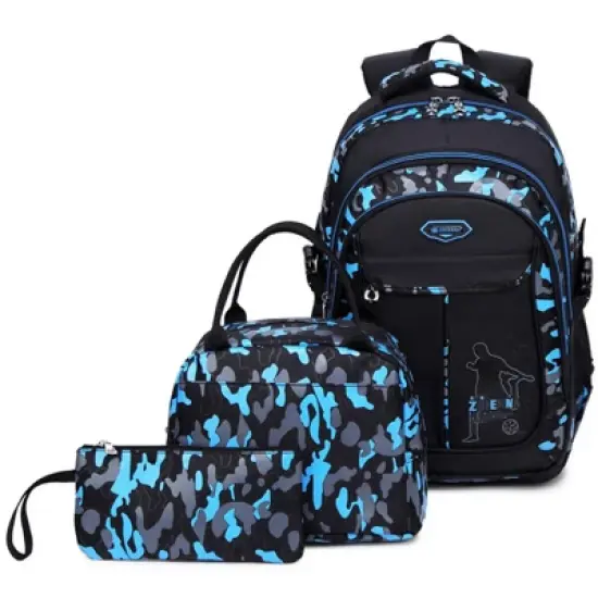 School Backpack for Boys Cool Camouflage Bookbags with Lunch Box Pencil Case 3pcs for Middle School image {7}