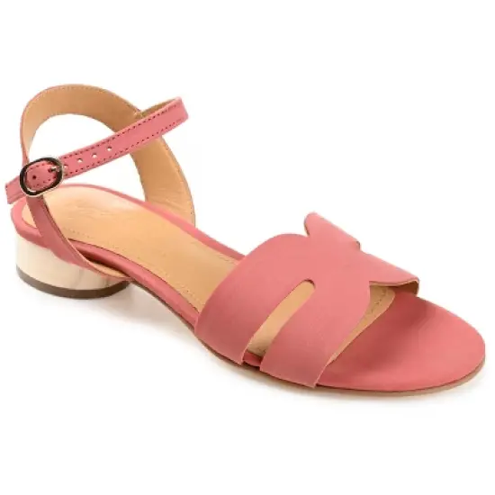 Journee Signature Womens Genuine Leather Starlee Buckle Ankle Strap Sandals image {10}