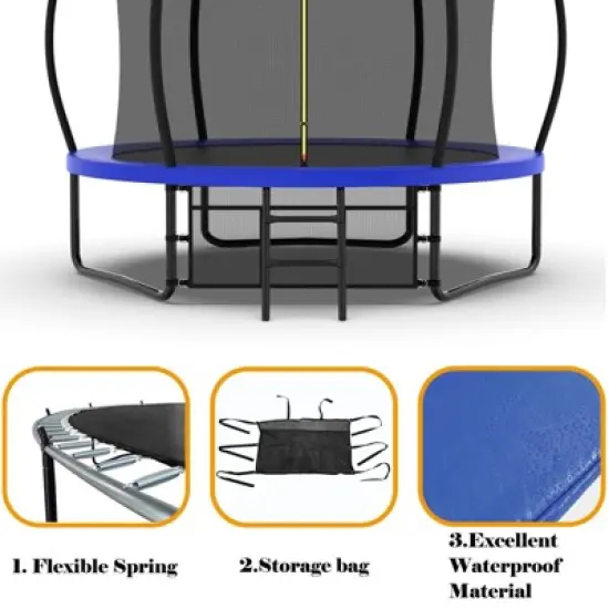 NAYSAYE Trampoline 10FT with Basketball Hoop and Enclosure Net for Outdoor Fun, Blue and Green, 120.00"*120.00"*99.00" image {2}