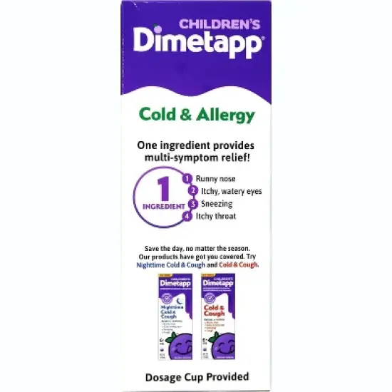 Dimetapp Children's Cold & Allergy Syrup Grape 8 Oz image {1}