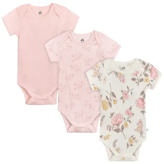 Just Born Baby Neutral Short Sleeve Bodysuits - 3-Pack image {9}
