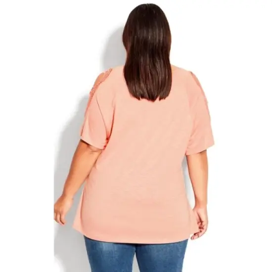 Women's Plus Size Crochet Cut Out Top  - Bridal Rose | AVENUE image {1}