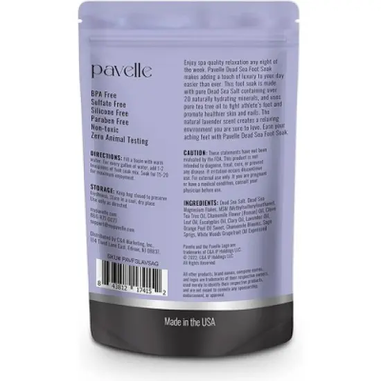 Pavelle Foot Soak Salts, Dead Sea Bath Salts - 2 Lbs. (32 oz) image {4}