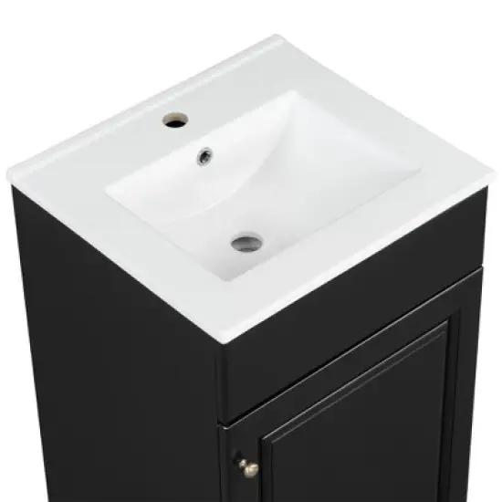 20"W Bathroom Vanity with Ceramic Sink, Bathroom Cabinet with Storage Rack, Adjustable Shelf and Soft Closing Door-Christopher Knight Home image {13}