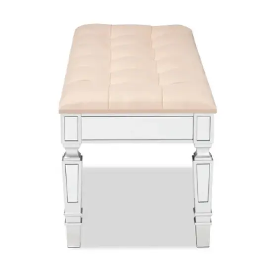 Hedia Fabric Upholstered and Wood Accent Bench - Baxton Studio image {3}