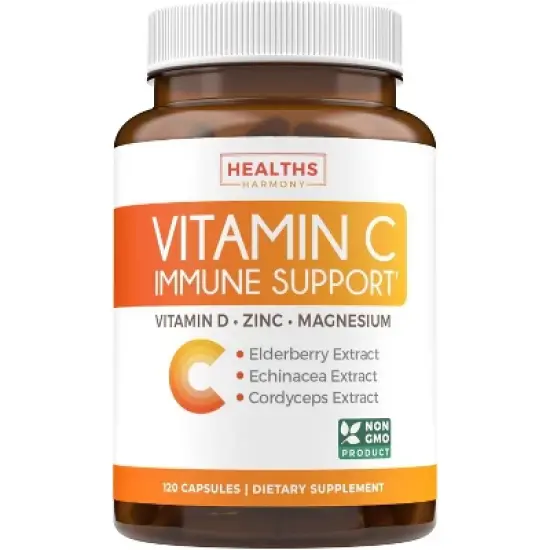 Vitamin C Immune Support Capsules, Immunity Supplement with Magnesium Zinc Vitamin C and D, Health's Harmony, 60, 120 or 180ct image {6}