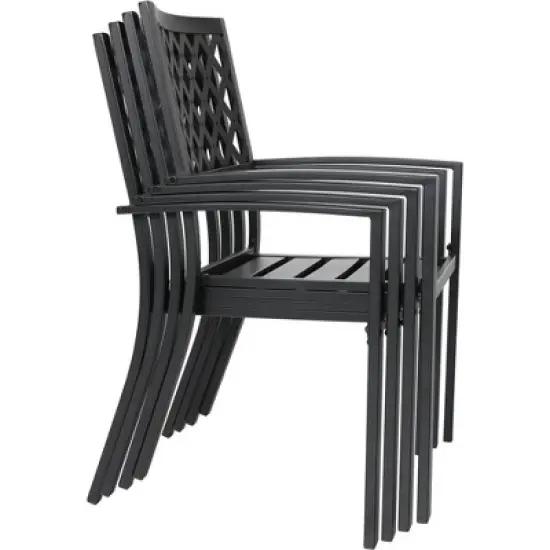 7PC Metal Patio Dining Set with Rectangular Expandable Table & 6 Chairs - Captiva Designs image {6}