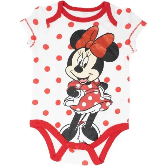 Disney Minnie Mouse Mickey Donald Duck Baby Girls 5 Pack Bodysuits Newborn to Infant image {5}