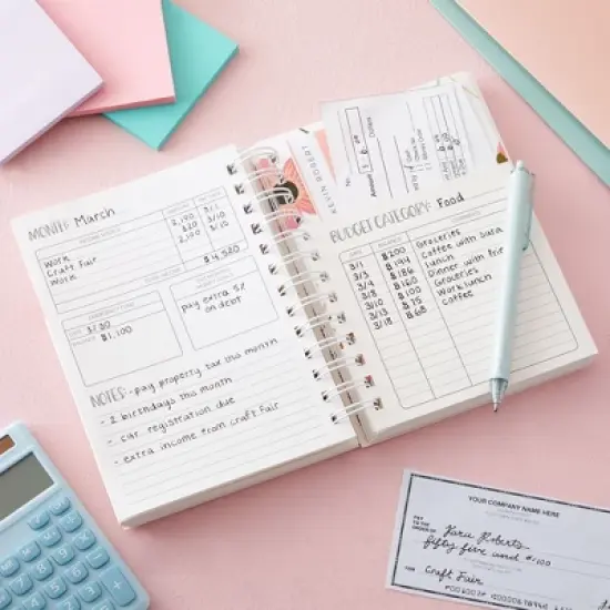 Paper Junkie Floral Monthly Budget Planner, Bill Organizer with 24 Pockets, Debt Payoff Tracker, Payment Checklist, 5 x 7 in image {2}