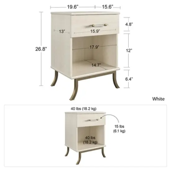 Little Seeds Monarch Hill Clementine Nightstand, White image {6}