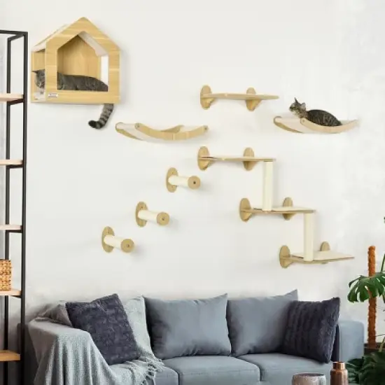 Multipet Wall-Mounted Cat Tree Climbing Playground with Cat Hammocks image {5}