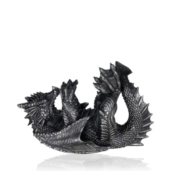 True Dragon Wine Bottle Holder | Fantasy Tabletop Statue, Gothic Wine Accessory, Soft Base Protects Tables, Pewter Color Finish image {1}