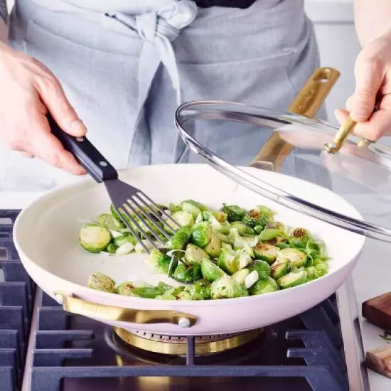 GreenPan Reserve 12" Frypan with Helper Handle & Lid Blush image {3}