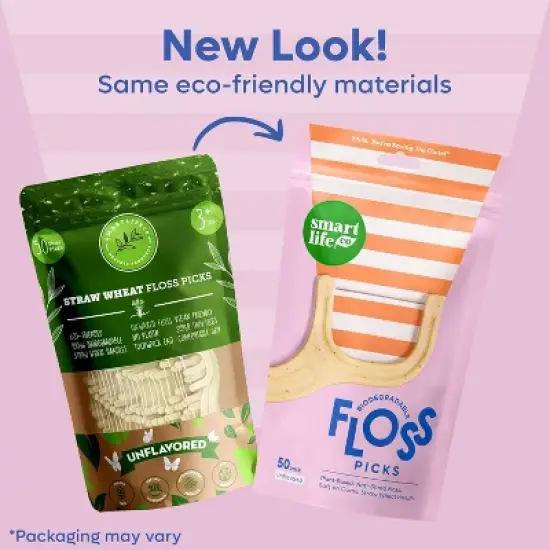 SmartLifeco Biodegradable Eco Dental Floss Picks | Unflavored (PACK OF 2 BAGS) Smart Life Co | Maintain your oral hygiene. image {2}