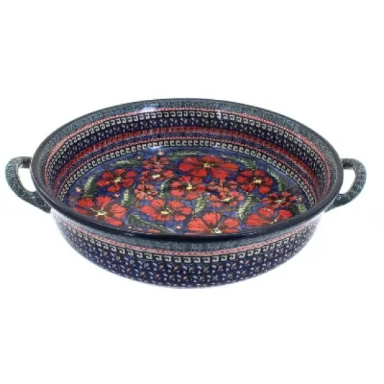 Blue Rose Polish Pottery 1455 Zaklady Round Casserole with Handles image {5}