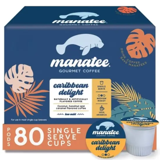 Manatee Gourmet Coffee Caribbean Delight Flavored Medium Roast Coffee Pods - 80ct image {8}