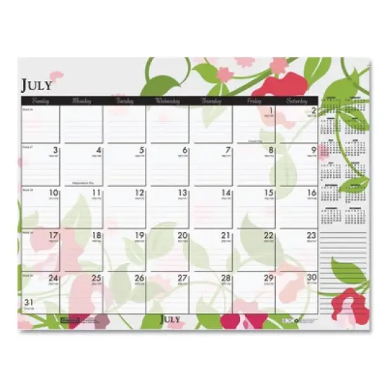 Recycled Desk Pad Calendar, Wild Flowers Artwork, 18.5 x 13, White Sheets, Black Binding/Corners,12-Month (Jan-Dec): 2026 image {6}