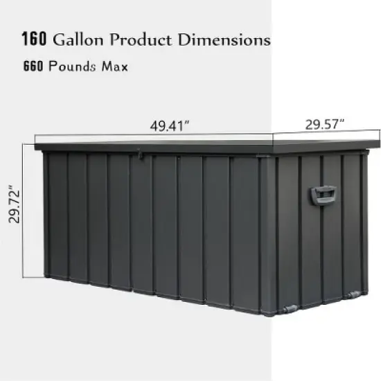 Akoasm 160 Gallon Large Outdoor Storage Deck Box For Outside Cushions, Throw Pillows & Garden Tools-Dark Gray image {5}