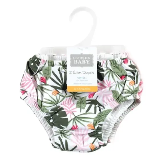 Hudson Baby Infant Girl Swim Diapers, Flamingo Tropical image {1}