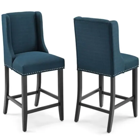Set of 2 Baron Counter Height Barstool Upholstered Fabric - Modway image {1}