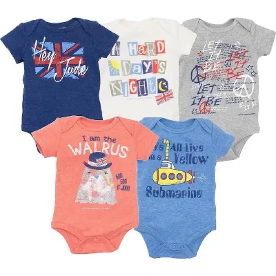 Lyrics by Lennon and McCartney Baby Boys 5 Pack Short Sleeve Bodysuit  image {9}