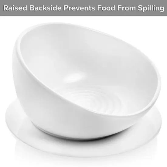 CatGuru Ceramic Cat Food Bowl, High-Low, White image {1}