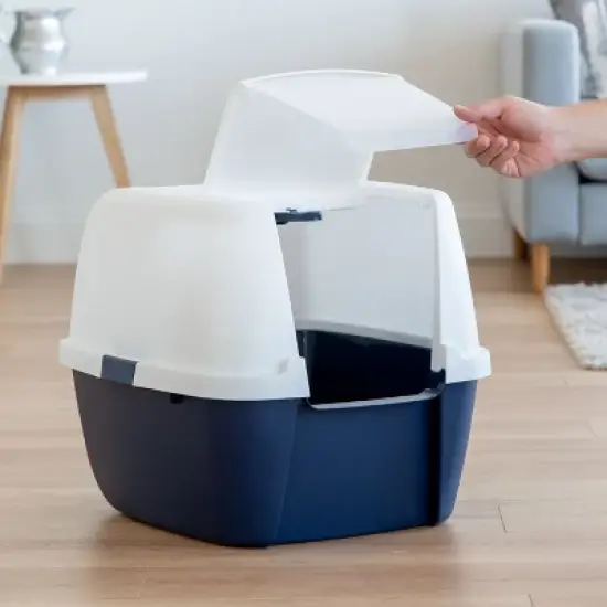 IRIS USA Hooded Cat Litter Box image {2}