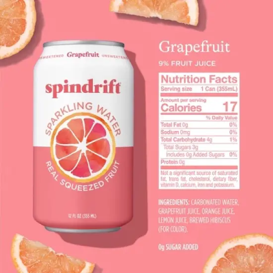 Spindrift Grapefruit Sparkling Water - 8pk/12 fl oz Cans image {1}