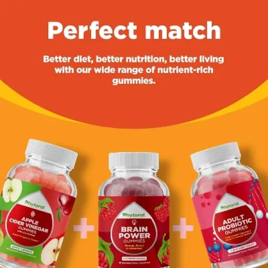 DHA Omega 3 Gummies for Adults, Chia Seed & Omega 3 6 9 Supplement for Inflammation, Energy, Insulin & Immune Support, Lemon & Orange, Phytoral, 60ct image {6}